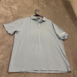 Live Forever Golf Polo Shirt Mens XL Blue Striped Performance Stretch 92.5 FM